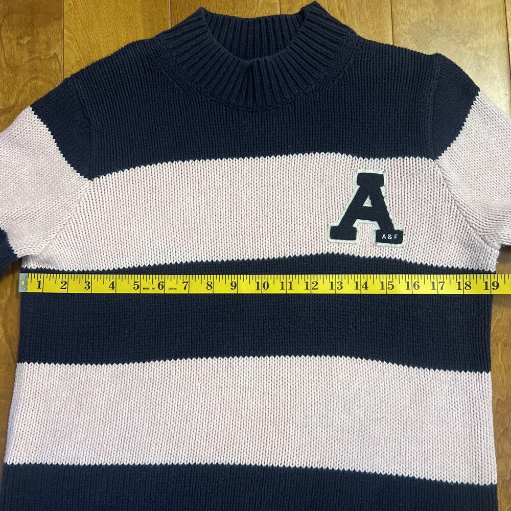 Abercrombie & Fitch Navy Striped Sweater Size M Preppy Coastal Nautical Academia - Picture 4 of 8